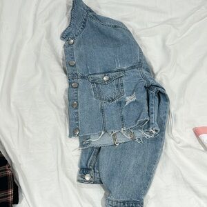 Women's Distressed Denim Jacket and Jeans Set